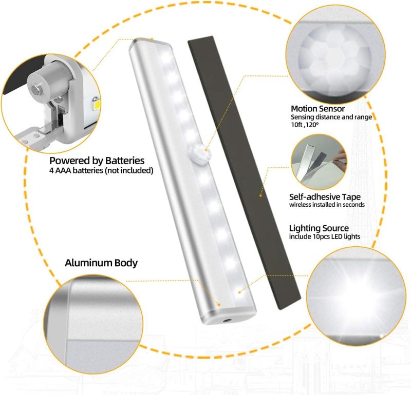 Wardrobe Light,10LED Light Remote control with warm light