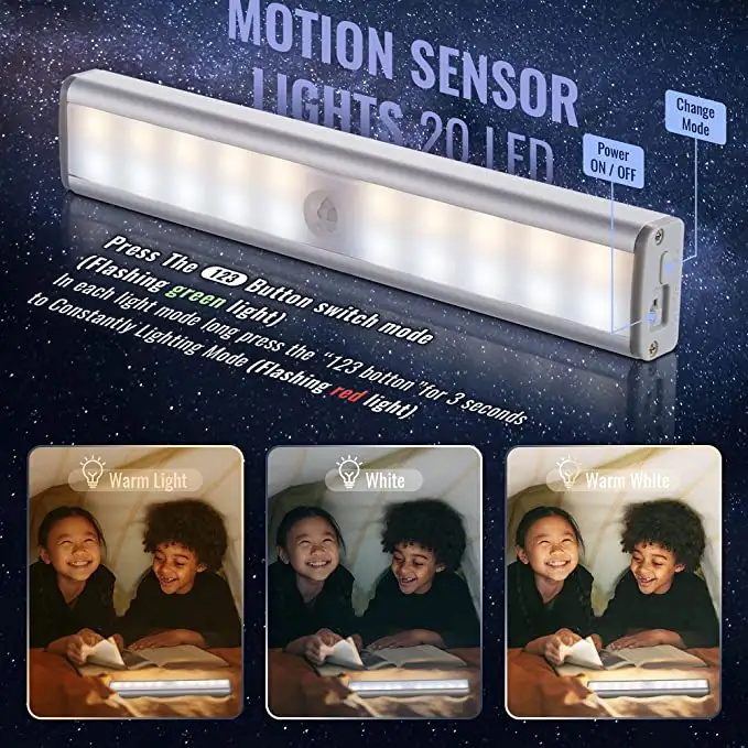 Wardrobe Light, 20LED Light White+Warm Light