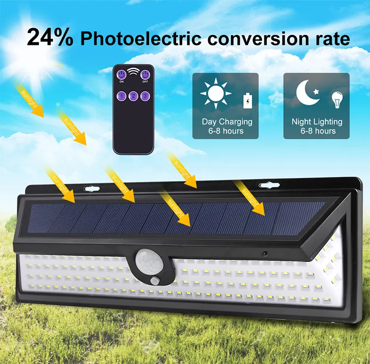 Solar Light,Three-sided garden light 118 light/remote control